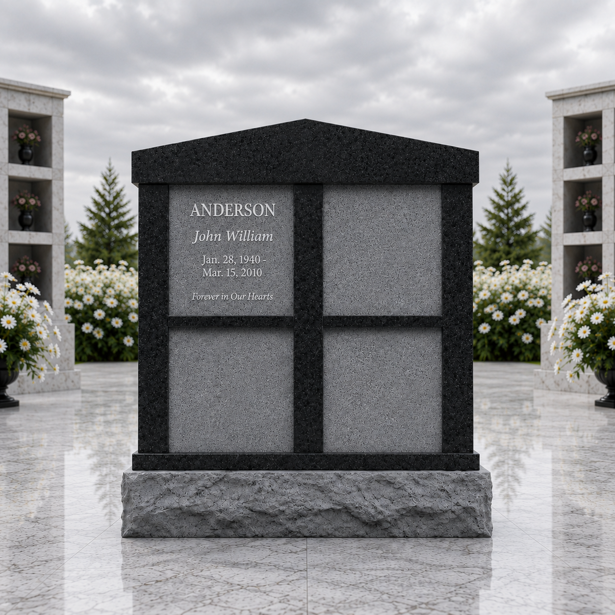 Serpentine Top 4-Niche Granite Columbarium