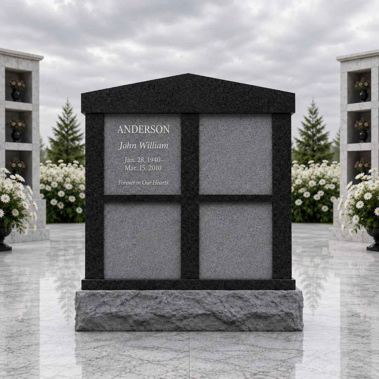 Serpentine Top 4-Niche Granite Columbarium