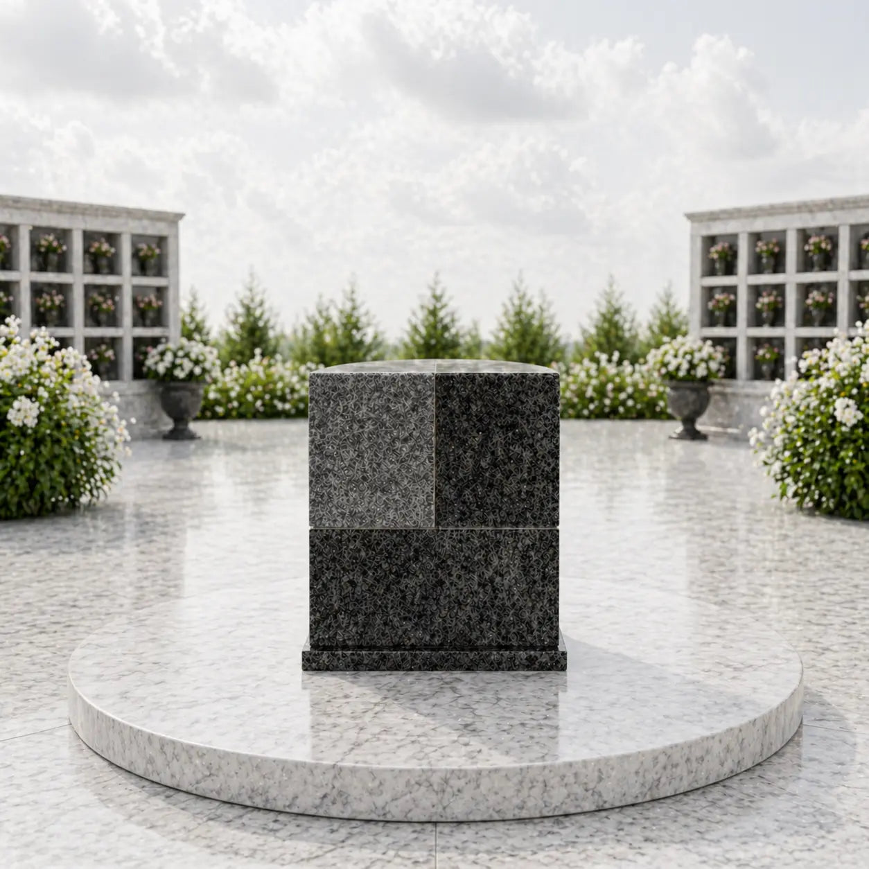 Two-Tone Square Granite Cremation Urn