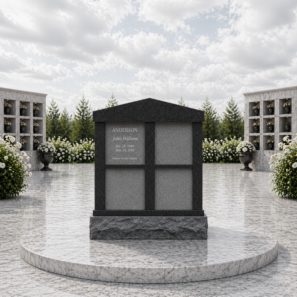 Serpentine Top 4-Niche Granite Columbarium