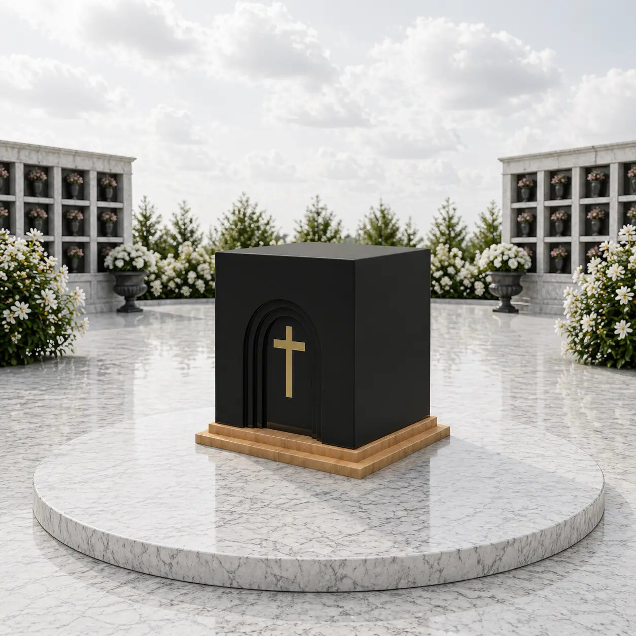 Arched Cross Granite Cremation Urn