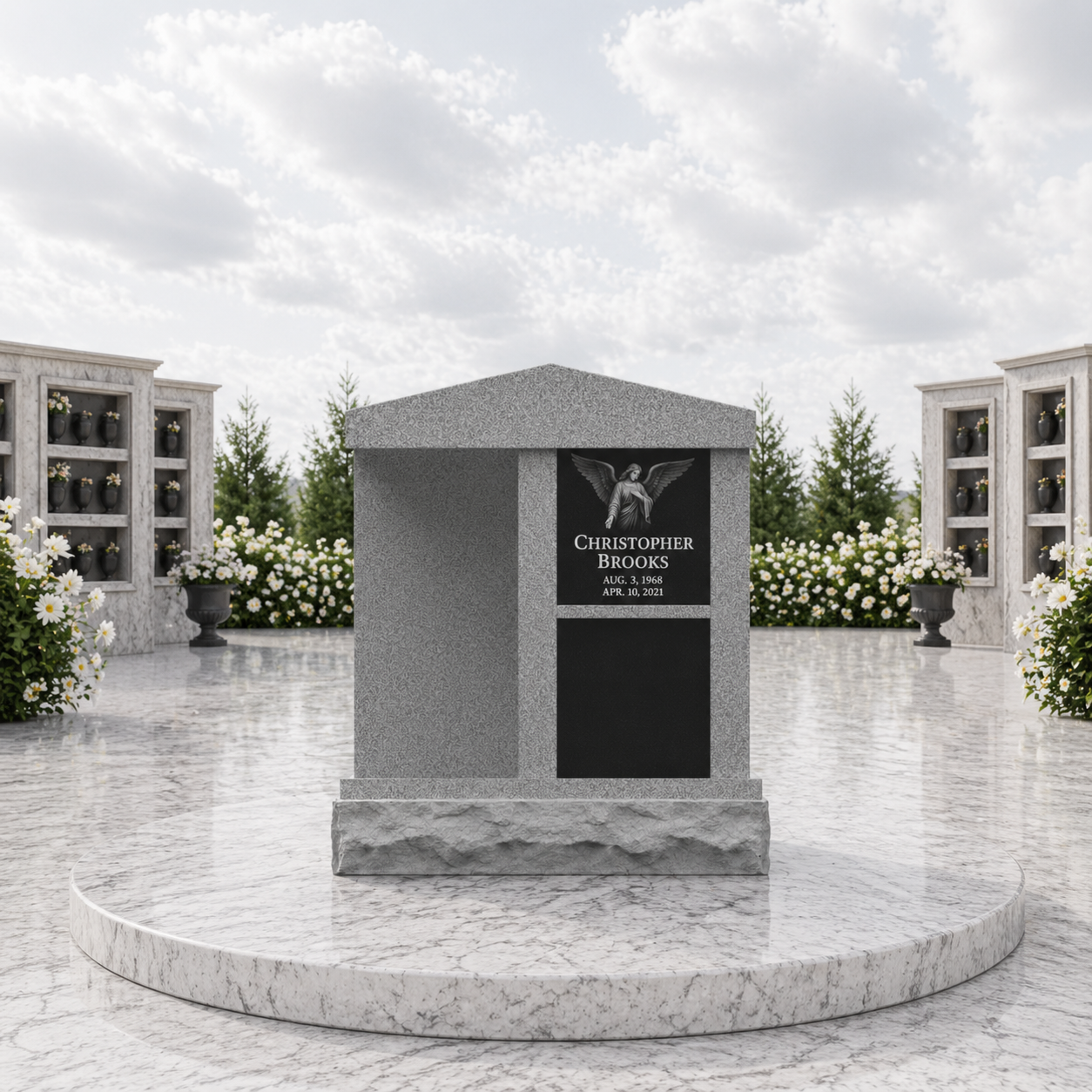 Modern 2-Level Granite Columbarium Monument