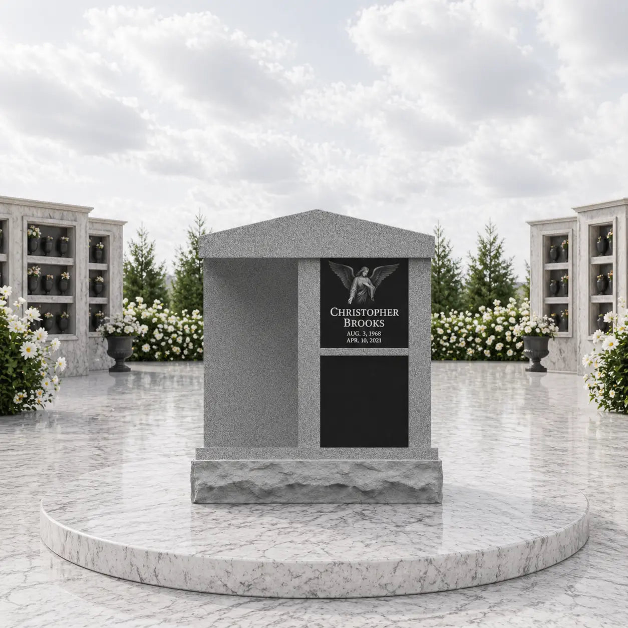 Modern 2-Level Granite Columbarium Monument