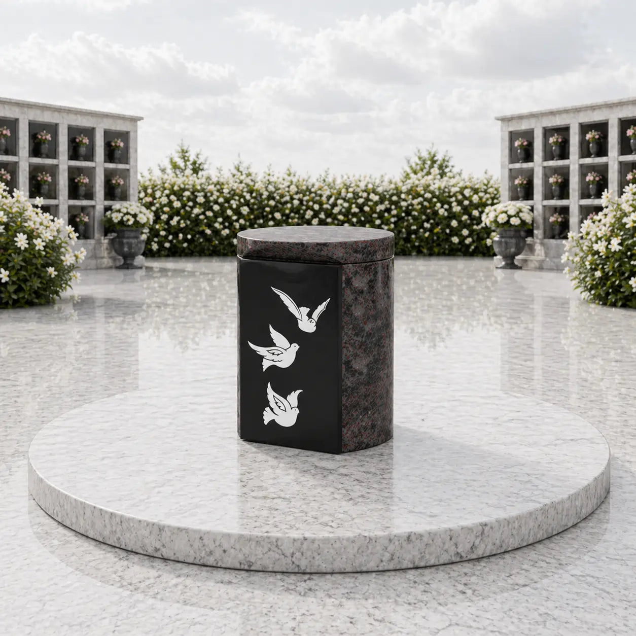 Round Granite Cremation Urn